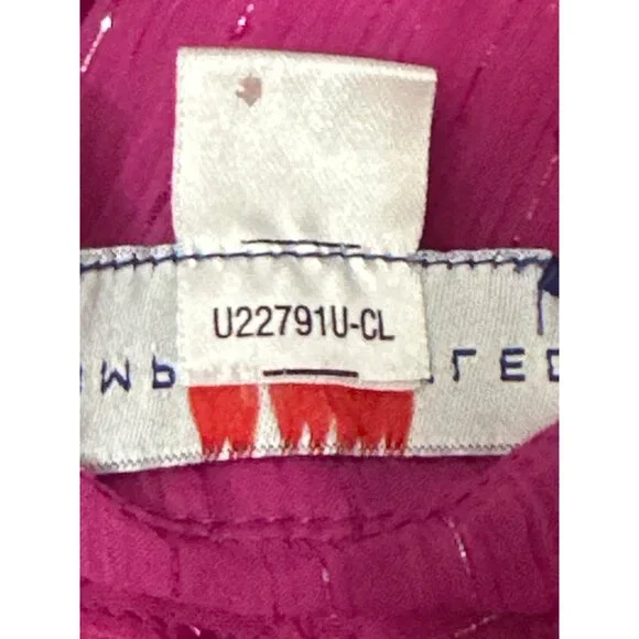 Simply Styled by Sears Sheer XL Fuschia Pink Long Sleeve Blouse Keyhole Neckline - Picture 8 of 10